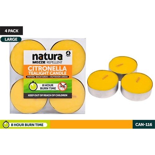 Citronella Tea Light Candles - Large (4 pack)