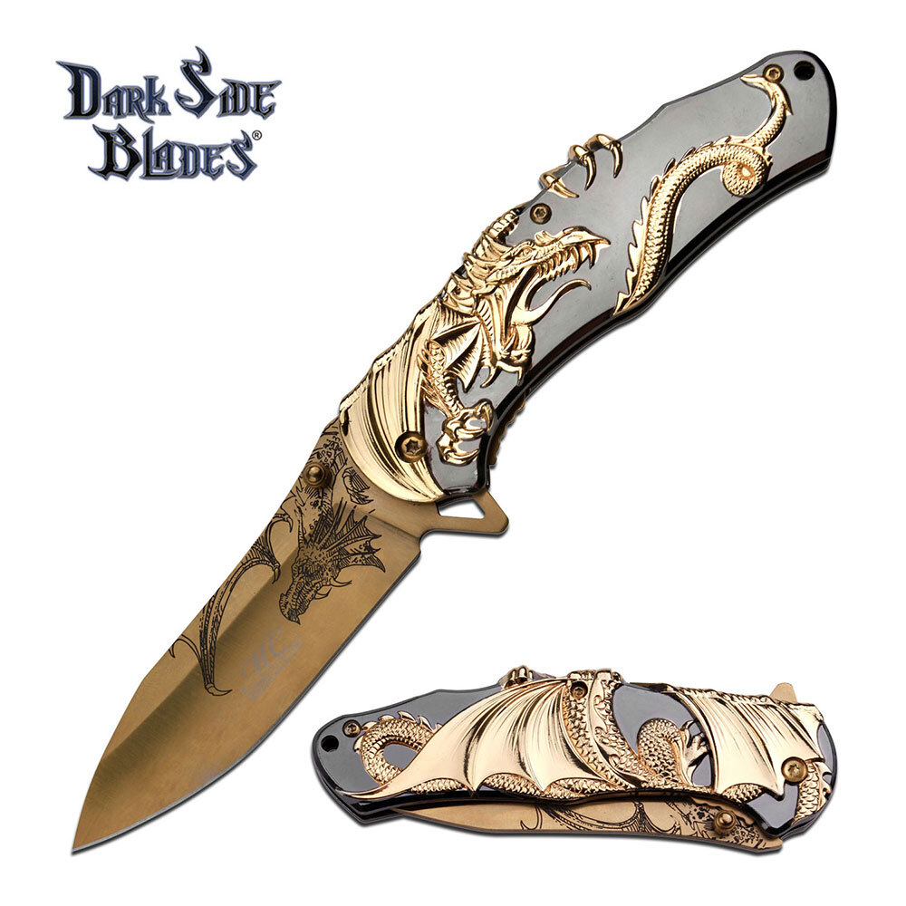 gold dragon spring popout knife
