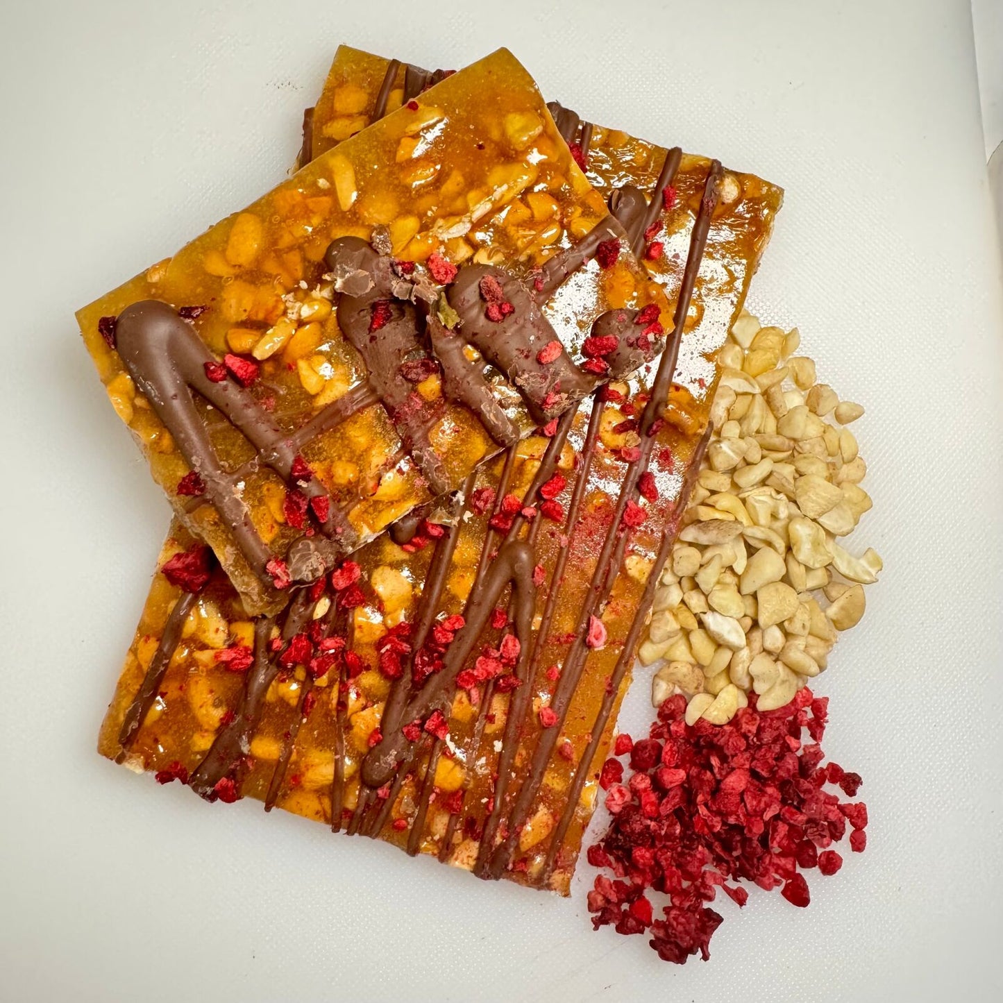 Cashew, Raspberry & Milk Chocolate Brittle