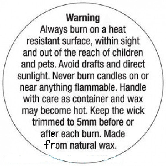 Natural Wax 30mm Candle Warning Labels (x100)