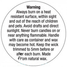 Natural Wax 30mm Candle Warning Labels (x100)