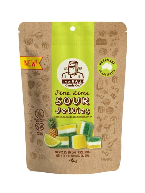 Pine Lime Sour Jellies - 180g Pouch